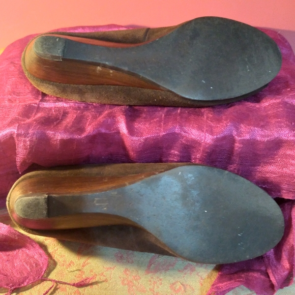 VTG Steve Madden brown suede peep-toe 1.5 inch heel shoes - size 9 - Picture 8 of 9